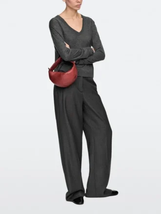 Bolso mini de media luna de piel napa
