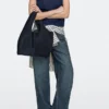 Bolso shopper mediano de piel serraje Bolso shopper mediano de piel serraje
