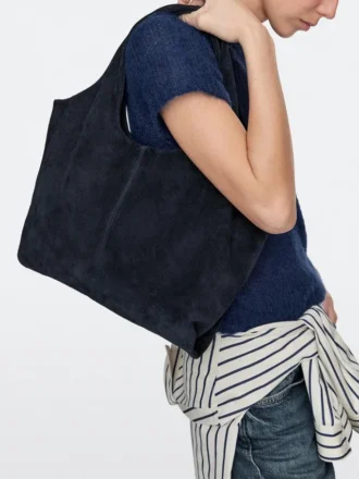 Bolso shopper mediano de piel serraje