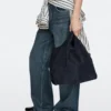 Bolso shopper mediano de piel serraje Bolso shopper mediano de piel serraje