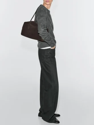 Bolso tipo cartera de cuero serraje