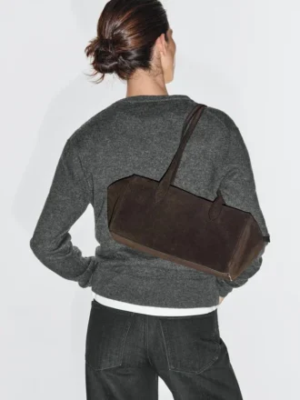 Bolso tipo cartera de cuero serraje