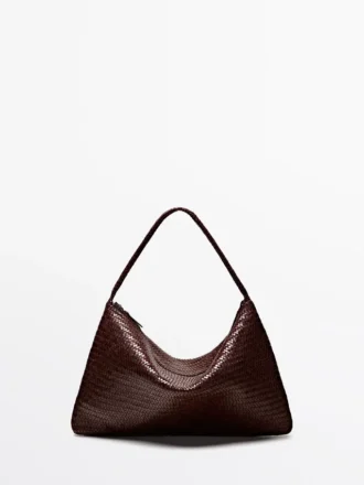 Bolso tipo cartera grande de piel napa trenzada