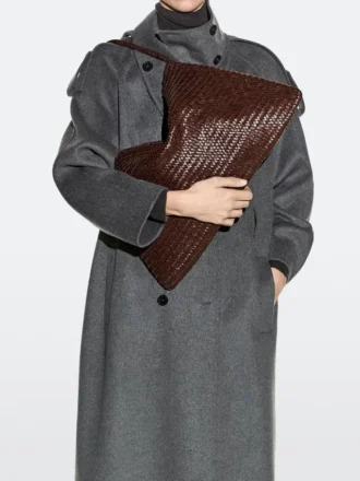 Bolso tipo cartera grande de piel napa trenzada