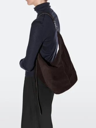 Bolso tipo cubo de piel de ante dividida