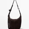 Bolso tipo cubo de piel de ante dividida Bolso tipo cubo de piel de ante dividida