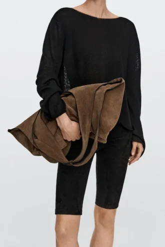 Bolso tote maxi de piel serraje