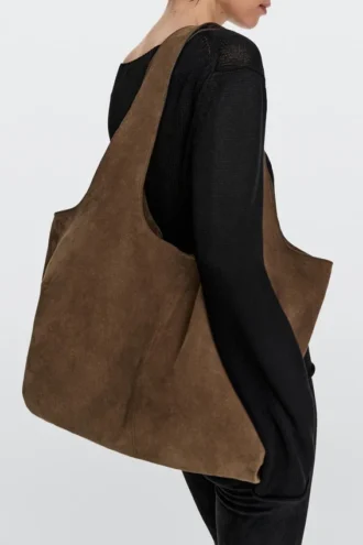 Bolso tote maxi de piel serraje