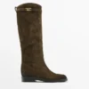 Botas de montar de gamuza aceitada con abertura Botas de montar de gamuza aceitada con abertura
