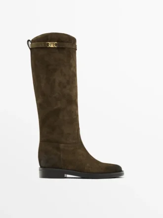 Botas de montar de gamuza aceitada con abertura Botas de montar de gamuza aceitada con abertura