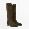 Botas de montar de gamuza aceitada con abertura Botas de montar de gamuza aceitada con abertura