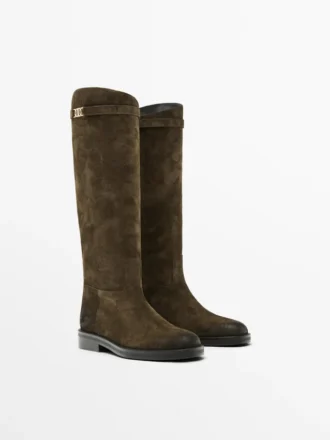 Botas de montar de gamuza aceitada con abertura Botas de montar de gamuza aceitada con abertura