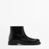 Botines de cuero con forro de gamuza Botines de cuero con forro de gamuza