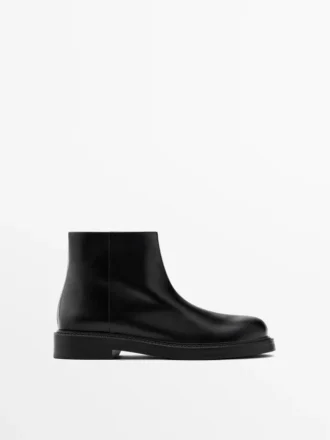 Botines de cuero con forro de gamuza Botines de cuero con forro de gamuza