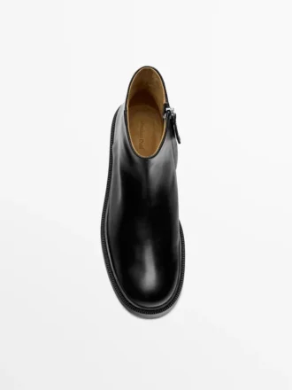 Botines de cuero con forro de gamuza Botines de cuero con forro de gamuza
