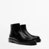 Botines de cuero con forro de gamuza Botines de cuero con forro de gamuza