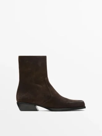Botines de piel serraje cepillada Botines de piel serraje cepillada