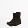 Botines de piel serraje cepillada Botines de piel serraje cepillada