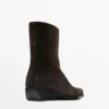 Botines de piel serraje cepillada Botines de piel serraje cepillada