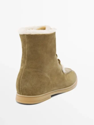 Botines planos de piel con forro Botines planos de piel con forro