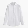 Camisa de algodón de corte ajustado con puños dobles Camisa de algodón de corte ajustado con puños dobles