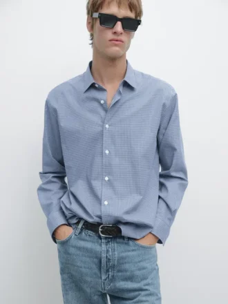 Camisa de corte regular de cuadros 100 % algodón