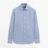 Camisa de corte regular de cuadros 100 % algodón Camisa de corte regular de cuadros 100 % algodón