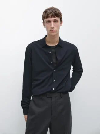 Camisa de corte regular en tejido melange