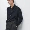 Camisa de corte regular en tejido melange Camisa de corte regular en tejido melange