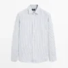 Camisa de lino ajustada a rayas Camisa de lino ajustada a rayas