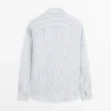 Camisa de lino ajustada a rayas Camisa de lino ajustada a rayas