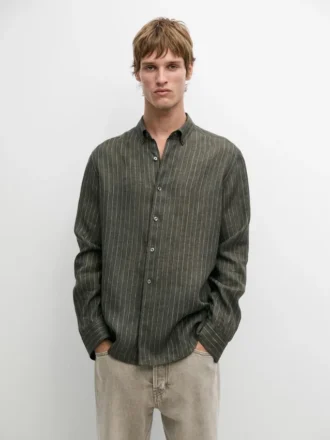 Camisa de lino fluida a rayas