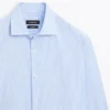 Camisa de sarga a rayas de corte ajustado Camisa de sarga a rayas de corte ajustado