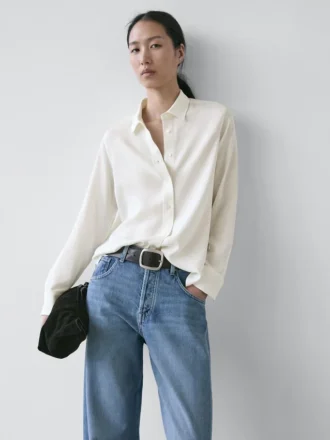 Camisa holgada con cuello de camisa