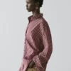 Camisa holgada con detalles a rayas Camisa holgada con detalles a rayas