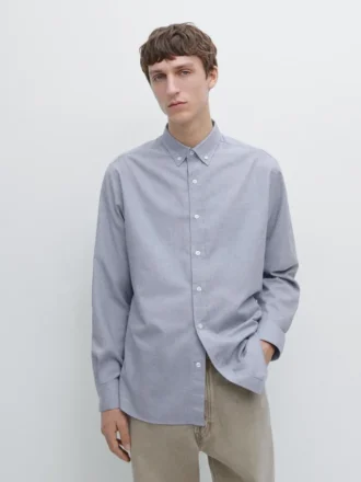 Camisas de algodón jaspeado de corte regular