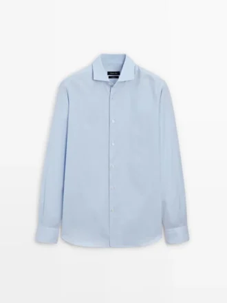 Camisas de corte ajustado con microcuadros, 100 % algodón