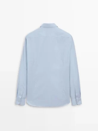 Camisas de corte ajustado con microcuadros, 100 % algodón