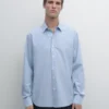 Camisas de popelín a rayas de corte regular Camisas de popelín a rayas de corte regular