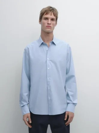 Camisas de popelín a rayas de corte regular