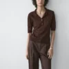 Camisas de punto de mezcla de lana de manga corta