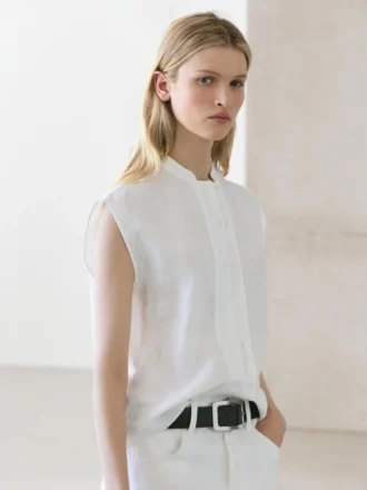 Camisas fluidas 100 % lino con detalles de botones