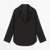 Camisas fluidas de mezcla de algodón con cuello en V Camisas fluidas de mezcla de algodón con cuello en V