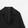 Camisas fluidas de mezcla de algodón con cuello en V Camisas fluidas de mezcla de algodón con cuello en V