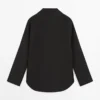 Camisas fluidas de mezcla de algodón con cuello en V Camisas fluidas de mezcla de algodón con cuello en V