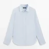 Camisas fluidas de rayas finas 100 % lino Camisas fluidas de rayas finas 100 % lino