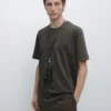 Camiseta 100 % algodón con cuello en contraste Camiseta 100 % algodón con cuello en contraste