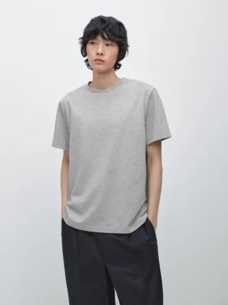 Camiseta de algodón jaspeado de manga corta