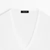 Camiseta de lino con cuello en V Camiseta de lino con cuello en V
