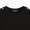 Camiseta de manga caída con detalles de botones Camiseta de manga caída con detalles de botones